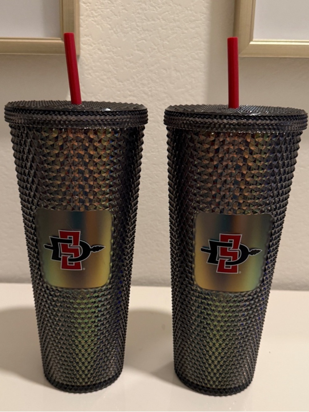 NEW Starbucks San Diego State University Bling Tumbler with Straw (Set of 2)